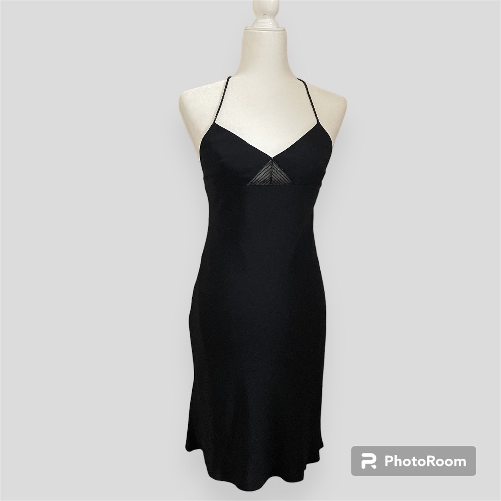 Vintage Gilhar Evening Black Beaded Midi Dress Size XS